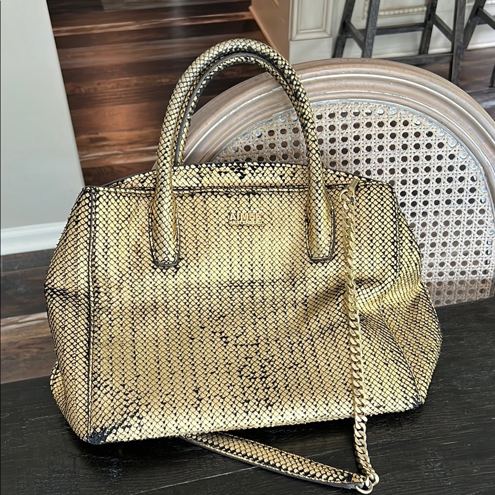 Aimee Kestenberg Vegan Gold Satchel with Textured Metallic Finish